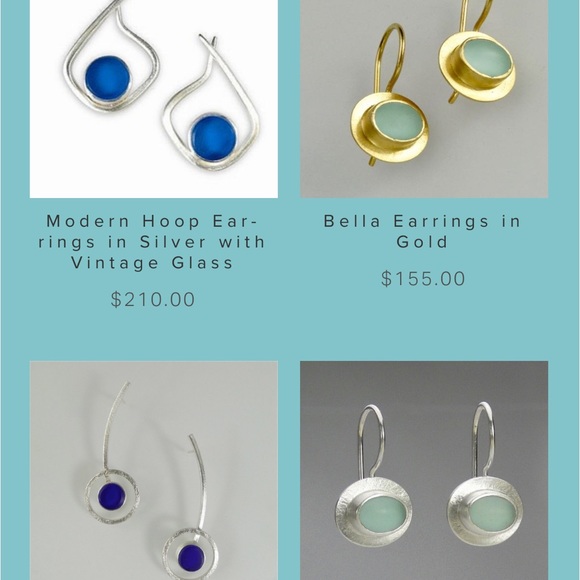 Sterling Silver Amy Faust Vintage Glass Earrings - Picture 4 of 5